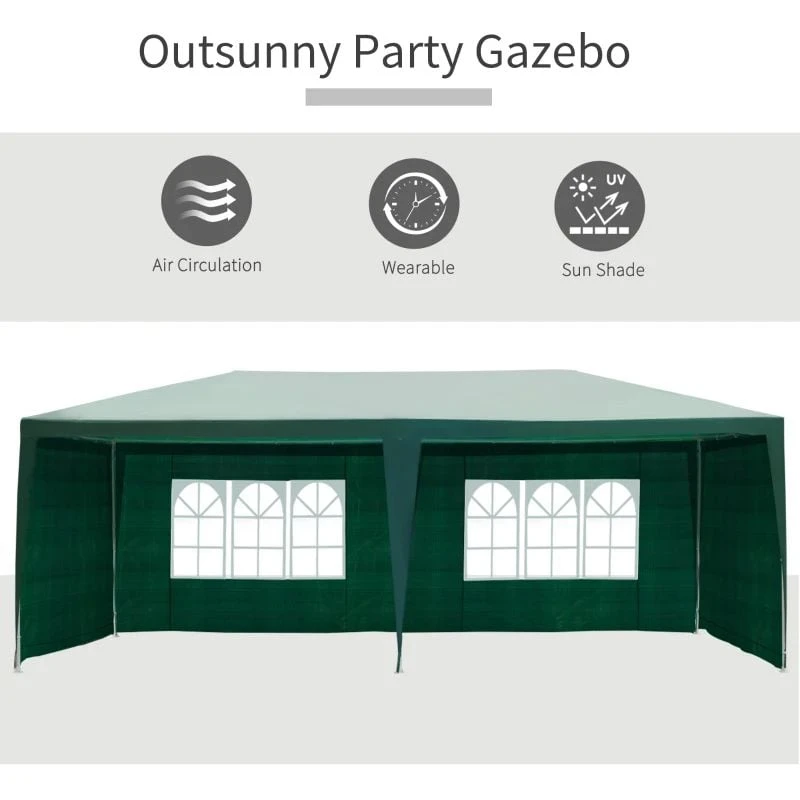 Outsunny Garden Gazebo Marquee With Windows And Sidewalls 3000x6000mm - Green - 840-062GN 8 Outsunny Garden Gazebo Marquee With Windows And Sidewalls 3000x6000mm - Green - 840-062GN - Image 8