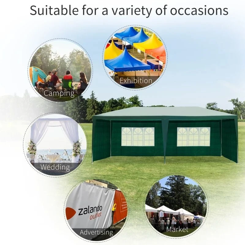 Outsunny Garden Gazebo Marquee With Windows And Sidewalls 3000x6000mm - Green - 840-062GN 7 Outsunny Garden Gazebo Marquee With Windows And Sidewalls 3000x6000mm - Green - 840-062GN - Image 7
