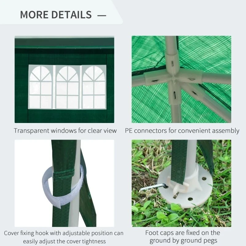Outsunny Garden Gazebo Marquee With Windows And Sidewalls 3000x6000mm - Green - 840-062GN 5 Outsunny Garden Gazebo Marquee With Windows And Sidewalls 3000x6000mm - Green - 840-062GN - Image 5
