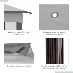 Outsunny 2 Tier Pop-up Garden Gazebo With Mesh Curtains 3000x3000mm - Light Grey - 840-166LG -OUTSUNNY Sales Shop outsunny 840 166lg 4