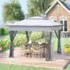 Outsunny 2 Tier Pop-up Garden Gazebo With Mesh Curtains 3000x3000mm - Light Grey - 840-166LG