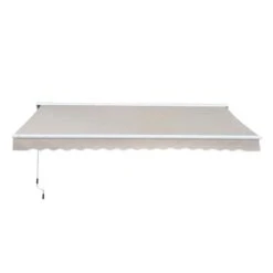 Outsunny Retractable Manual/Electric Awning 3.5 X 2.5m - Cream White/White - 840-146 12 Outsunny Retractable Manual/Electric Awning 3.5 X 2.5m - Cream White/White - 840-146 -OUTSUNNY Sales Shop outsunny 840146 front view