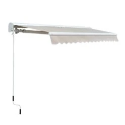 Outsunny Retractable Manual/Electric Awning 3.5 X 2.5m - Cream White/White - 840-146 13 Outsunny Retractable Manual/Electric Awning 3.5 X 2.5m - Cream White/White - 840-146 -OUTSUNNY Sales Shop outsunny 840146 side view