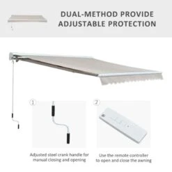 Outsunny Retractable Manual/Electric Awning 2.95 X 2.5m - Cream White/White - 840-147 14 Outsunny Retractable Manual/Electric Awning 2.95 X 2.5m - Cream White/White - 840-147 -OUTSUNNY Sales Shop outsunny 840147 1