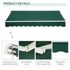 Outsunny Retractable Manual Awning 3 X 2m - Green - 840-149V01GN 18 Outsunny Retractable Manual Awning 3 X 2m - Green - 840-149V01GN -OUTSUNNY Sales Shop outsunny 840149v01gn 4