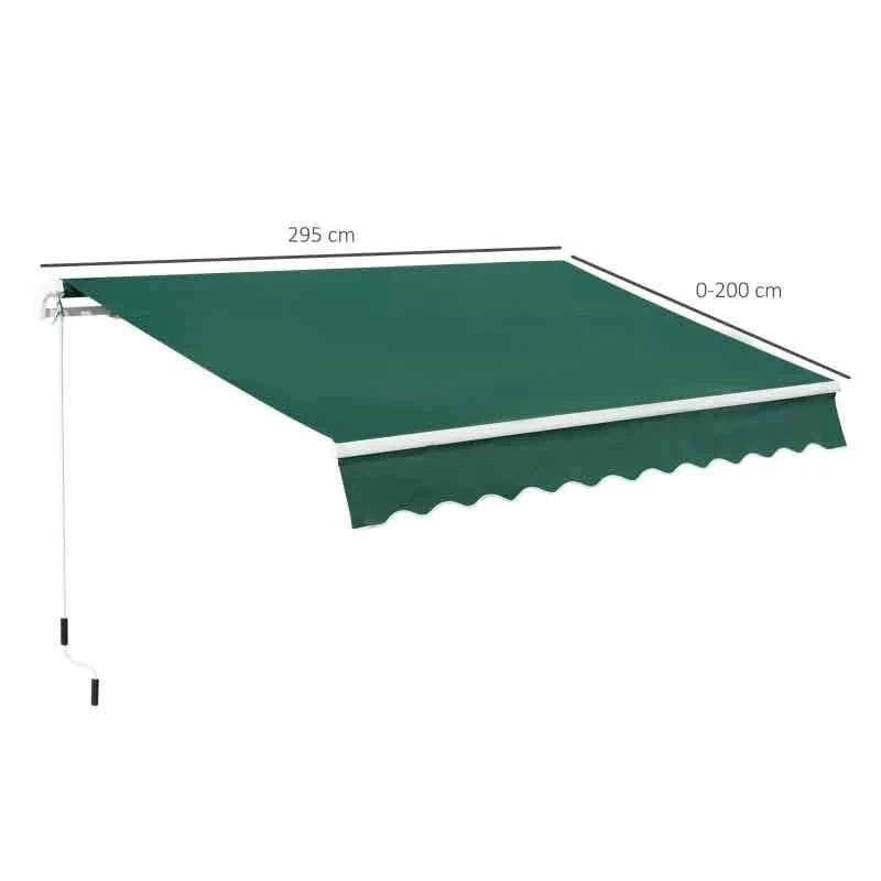 Outsunny Retractable Manual Awning 3 X 2m - Green - 840-149V01GN 5 Outsunny Retractable Manual Awning 3 X 2m - Green - 840-149V01GN - Image 5