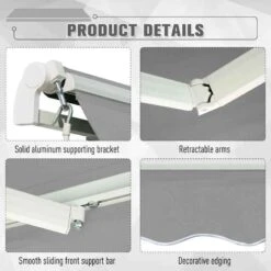Outsunny Retractable Manual Awning 3 X 2m - Light Grey - 840-177V01LG -OUTSUNNY Sales Shop outsunny 840149v01lg 4