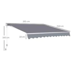 Outsunny Retractable Manual Awning 3 X 2.5m - Grey - 840-152 -OUTSUNNY Sales Shop outsunny 840152 dimensions
