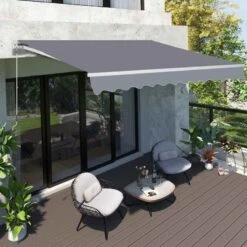 Outsunny Retractable Manual Awning 3 X 2.5m - Grey - 840-152