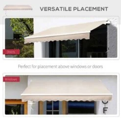 Outsunny Manual Retractable Awning 3.5 X 2.5m Beige - 840-174V01CW -OUTSUNNY Sales Shop outsunny 840174v01cw 2