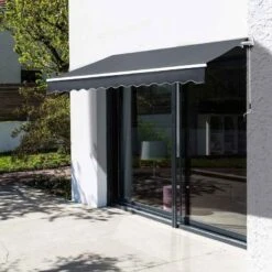 Outsunny Retractable Manual Awning 3.5 X 2.5m - Grey - 840-174V01GY