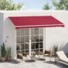 Outsunny Retractable Manual Awning 3.5 X 2.5m - Red - 840-174V01WR