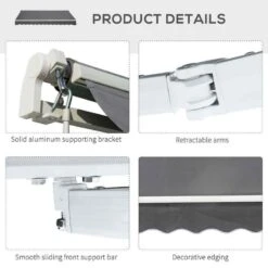 Outsunny Retractable Manual Awning 4 X 2.5m - Grey - 840-177V01CG -OUTSUNNY Sales Shop outsunny 840177v01cg 3