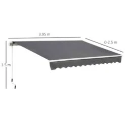 Outsunny Retractable Manual Awning 4 X 2.5m - Grey - 840-177V01CG -OUTSUNNY Sales Shop outsunny 840177v01cg dimensions