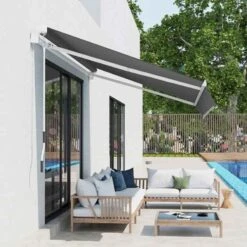 Outsunny Retractable Manual Awning 4 X 2.5m - Grey - 840-177V01CG