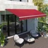 Outsunny Manual Retractable Awning 4 X 2.5m - Red - 840-177V01WR