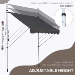 Outsunny Adjustable Outdoor Aluminium Frame Awning 2 X 1.5m - Grey/White- 840-182GY -OUTSUNNY Sales Shop outsunny 840182gy 3