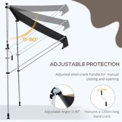 Outsunny Adjustable Outdoor Aluminium Frame Awning 2 X 1.5m - Grey/White- 840-182GY -OUTSUNNY Sales Shop outsunny 840182gy 5