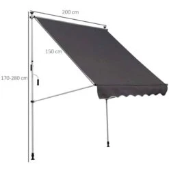 Outsunny Adjustable Outdoor Aluminium Frame Awning 2 X 1.5m - Grey/White- 840-182GY -OUTSUNNY Sales Shop outsunny 840182gy dimensions