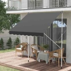 Outsunny Adjustable Outdoor Aluminium Frame Awning 2 X 1.5m - Grey/White- 840-182GY