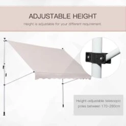 Outsunny Adjustable Outdoor Aluminium Frame Awning 3 X 1.5m - Beige - 840-183CW -OUTSUNNY Sales Shop outsunny 840183cw 4