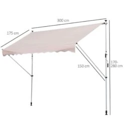 Outsunny Adjustable Outdoor Aluminium Frame Awning 3 X 1.5m - Beige - 840-183CW -OUTSUNNY Sales Shop outsunny 840183cw dimensions