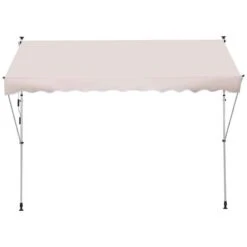 Outsunny Adjustable Outdoor Aluminium Frame Awning 3 X 1.5m - Beige - 840-183CW -OUTSUNNY Sales Shop outsunny 840183cw front view