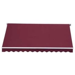 Outsunny Retractable Electric/Manual LED Strip Awning 3.5 X 2.5m - Wine Red - 840-199WR