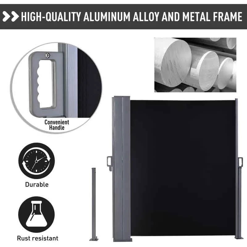 Outsunny Pull-Out Patio Double Side Retractable Awning 1.8 X 6m - Black - 840-209V01BK 7 Outsunny Pull-Out Patio Double Side Retractable Awning 1.8 X 6m - Black - 840-209V01BK - Image 7