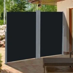 Outsunny Pull-Out Patio Double Side Retractable Awning 2 X 6m - Black - 840-221BK