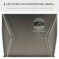 Outsunny Retractable Manual/Electric LED Strip Awning 3.5 X 3m - Grey - 840-222V01 -OUTSUNNY Sales Shop outsunny 840222v01 2