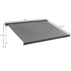 Outsunny Retractable Manual/Electric Awning 3 X 2.5m - Dark Grey - 840-226V70 -OUTSUNNY Sales Shop outsunny 840226v70 dimensions