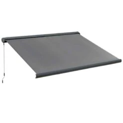 Outsunny Retractable Manual/Electric Awning 3.5 X 3m - Dark Grey - 840-226V71 -OUTSUNNY Sales Shop outsunny 840226v71