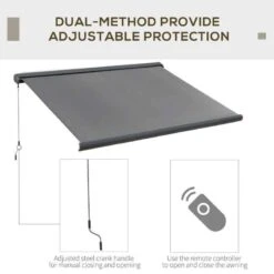 Outsunny Retractable Manual/Electric Awning 3.5 X 3m - Dark Grey - 840-226V71 -OUTSUNNY Sales Shop outsunny 840226v71 1
