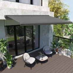 Outsunny Retractable Manual/Electric Awning 3.5 X 3m - Dark Grey - 840-226V71