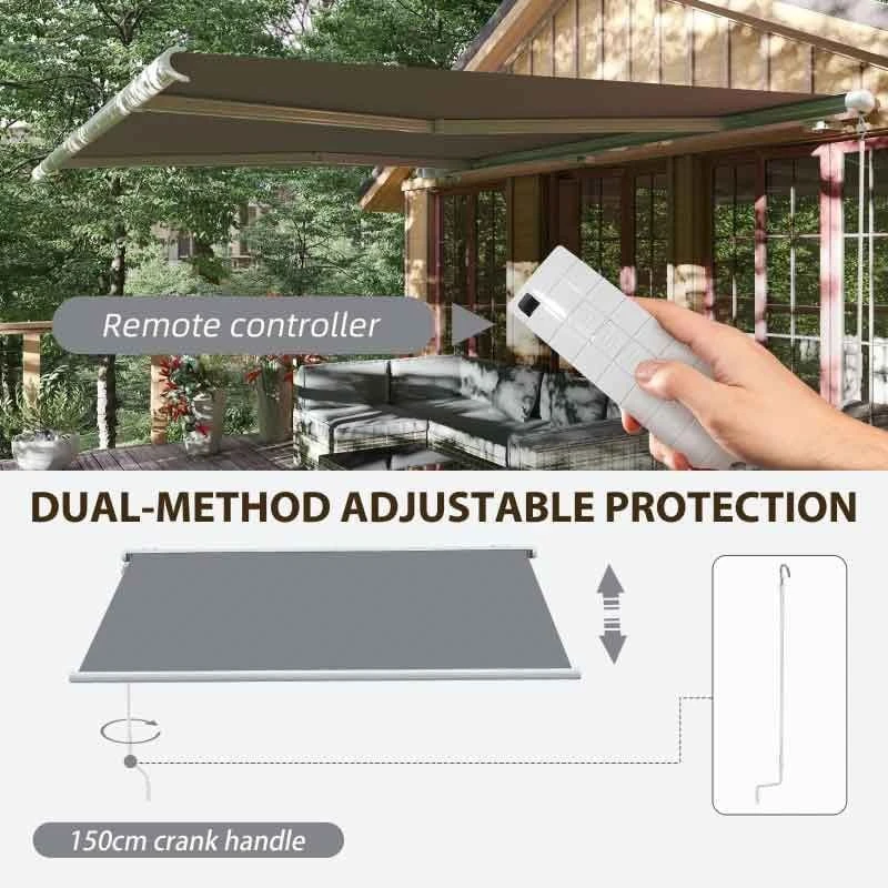 Outsunny Retractable Electric/Manual Awning 4 X 3m - Grey - 840-246V70GY 7 Outsunny Retractable Electric/Manual Awning 4 X 3m - Grey - 840-246V70GY - Image 7