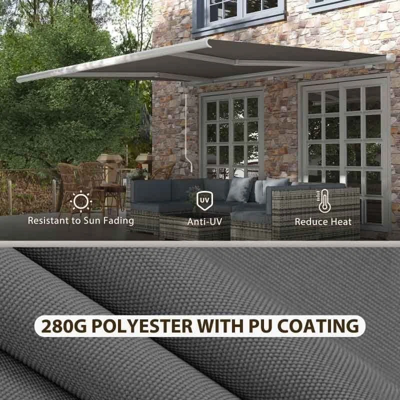 Outsunny Retractable Electric/Manual Awning 4 X 3m - Grey - 840-246V70GY 6 Outsunny Retractable Electric/Manual Awning 4 X 3m - Grey - 840-246V70GY - Image 6