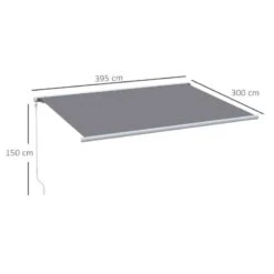 Outsunny Retractable Electric/Manual Awning 4 X 3m - Grey - 840-246V70GY 12 Outsunny Retractable Electric/Manual Awning 4 X 3m - Grey - 840-246V70GY -OUTSUNNY Sales Shop outsunny 840246v70gy dimensions