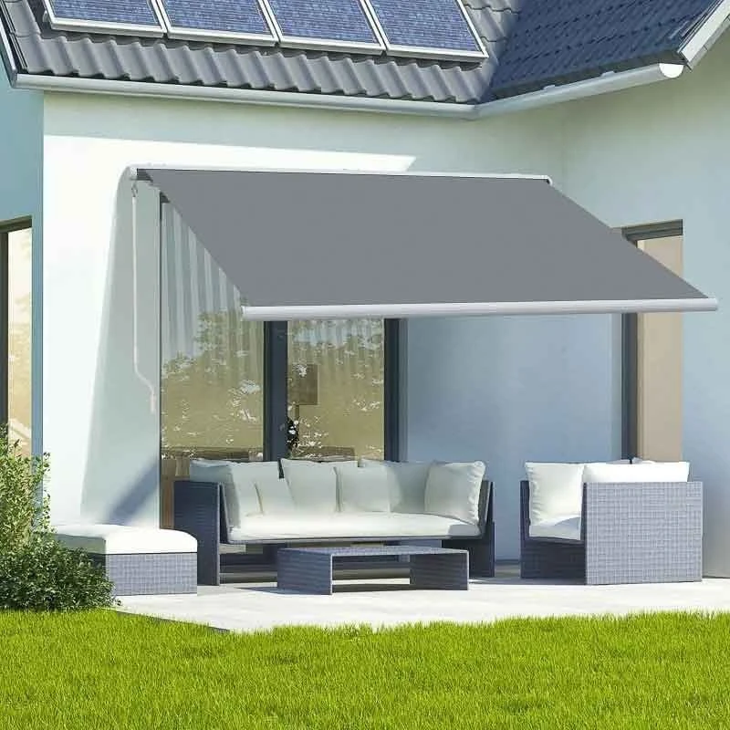 Outsunny Retractable Electric/Manual Awning 4 X 3m - Grey - 840-246V70GY 1 Outsunny Retractable Electric/Manual Awning 4 X 3m - Grey - 840-246V70GY