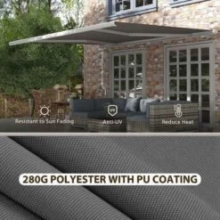 Outsunny Retractable Electric/Manual LED Strip Awning 4 X 3m - Grey - 840-246V71GY 13 Outsunny Retractable Electric/Manual LED Strip Awning 4 X 3m - Grey - 840-246V71GY -OUTSUNNY Sales Shop outsunny 840246v71gy 4