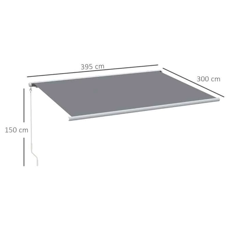 Outsunny Retractable Electric/Manual LED Strip Awning 4 X 3m - Grey - 840-246V71GY 4 Outsunny Retractable Electric/Manual LED Strip Awning 4 X 3m - Grey - 840-246V71GY - Image 4
