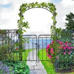 Outsunny Metal Outdoor Garden Gate Arch - Black - 844-255 17 Outsunny Metal Outdoor Garden Gate Arch - Black - 844-255 -OUTSUNNY Sales Shop outsunny 844 255 1