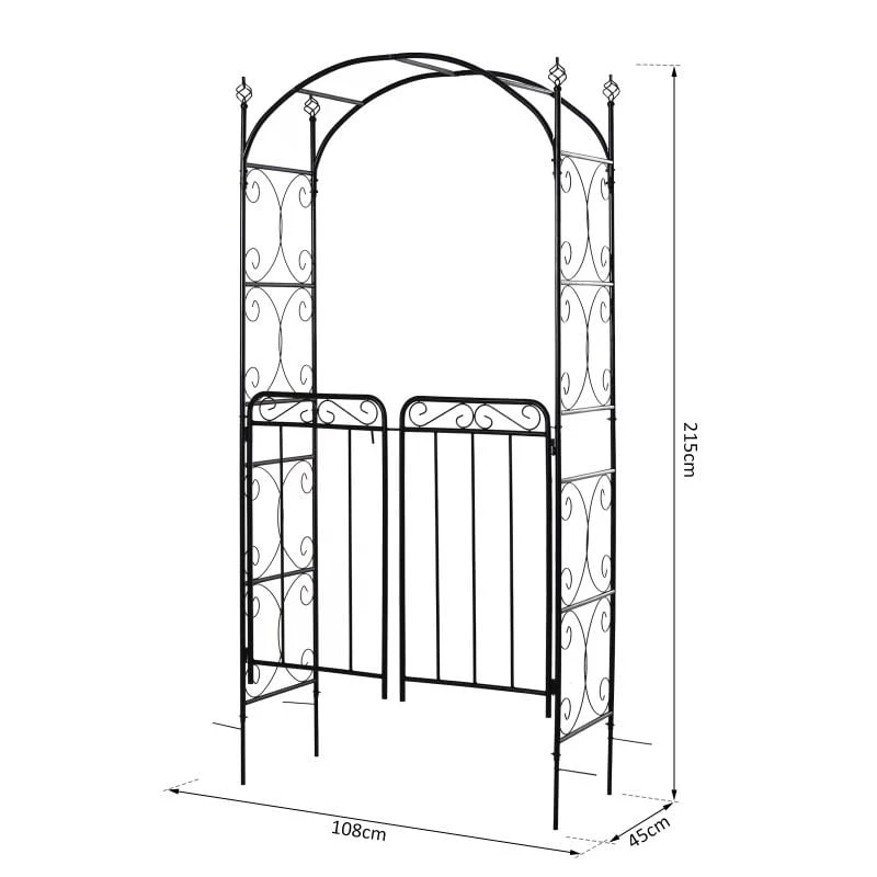 Outsunny Metal Outdoor Garden Gate Arch - Black - 844-255 8 Outsunny Metal Outdoor Garden Gate Arch - Black - 844-255 - Image 8