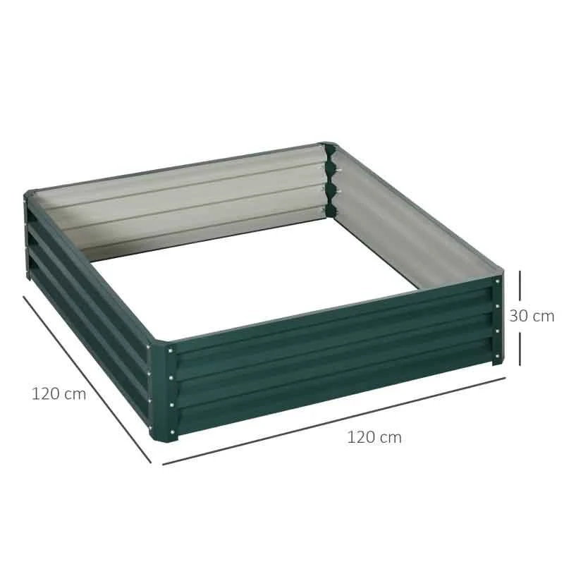 Outsunny Square Raised Garden Bed Box With Weatherized Steel Frame - Green - 845-040V01GN 3 Outsunny Square Raised Garden Bed Box With Weatherized Steel Frame - Green - 845-040V01GN - Image 3
