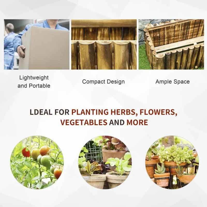 Outsunny Rectangular Garden Planter - Brown - 845-101 9 Outsunny Rectangular Garden Planter - Brown - 845-101 - Image 9