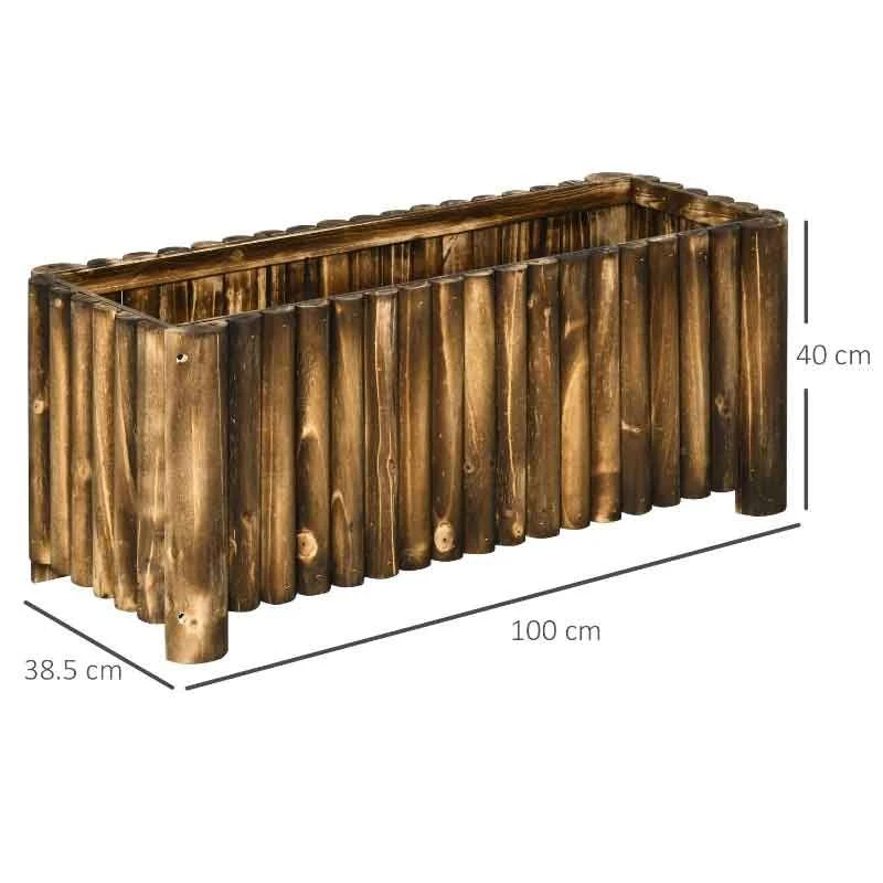 Outsunny Rectangular Garden Planter - Brown - 845-101 3 Outsunny Rectangular Garden Planter - Brown - 845-101 - Image 3