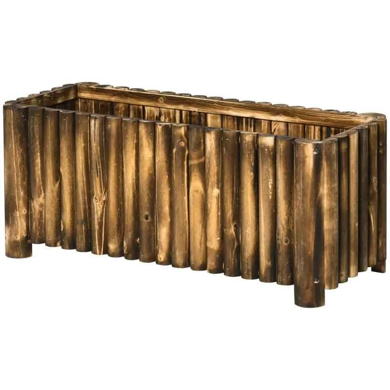 Outsunny Rectangular Garden Planter - Brown - 845-101 2 Outsunny Rectangular Garden Planter - Brown - 845-101 - Image 2