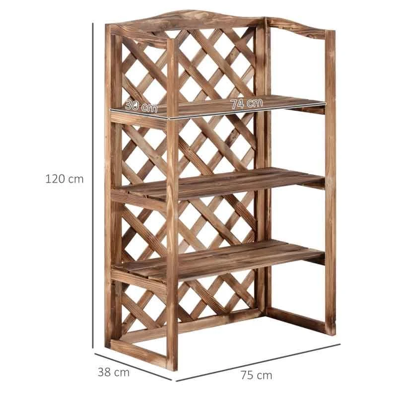 Outsunny 3 Tier Plant Stand - Brown - 845-117 3 Outsunny 3 Tier Plant Stand - Brown - 845-117 - Image 3