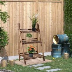 Outsunny 3 Tier Plant Stand - Brown - 845-119