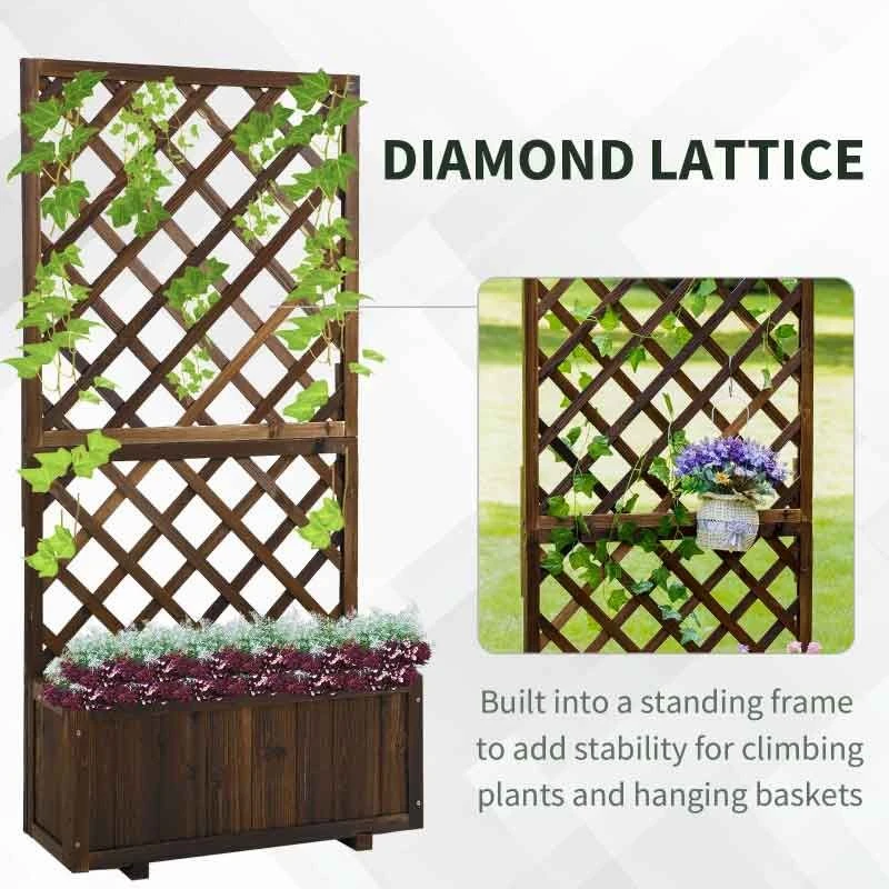 Outsunny Garden Planter Stand With Trellis - Brown - 845-127BN 9 Outsunny Garden Planter Stand With Trellis - Brown - 845-127BN - Image 9